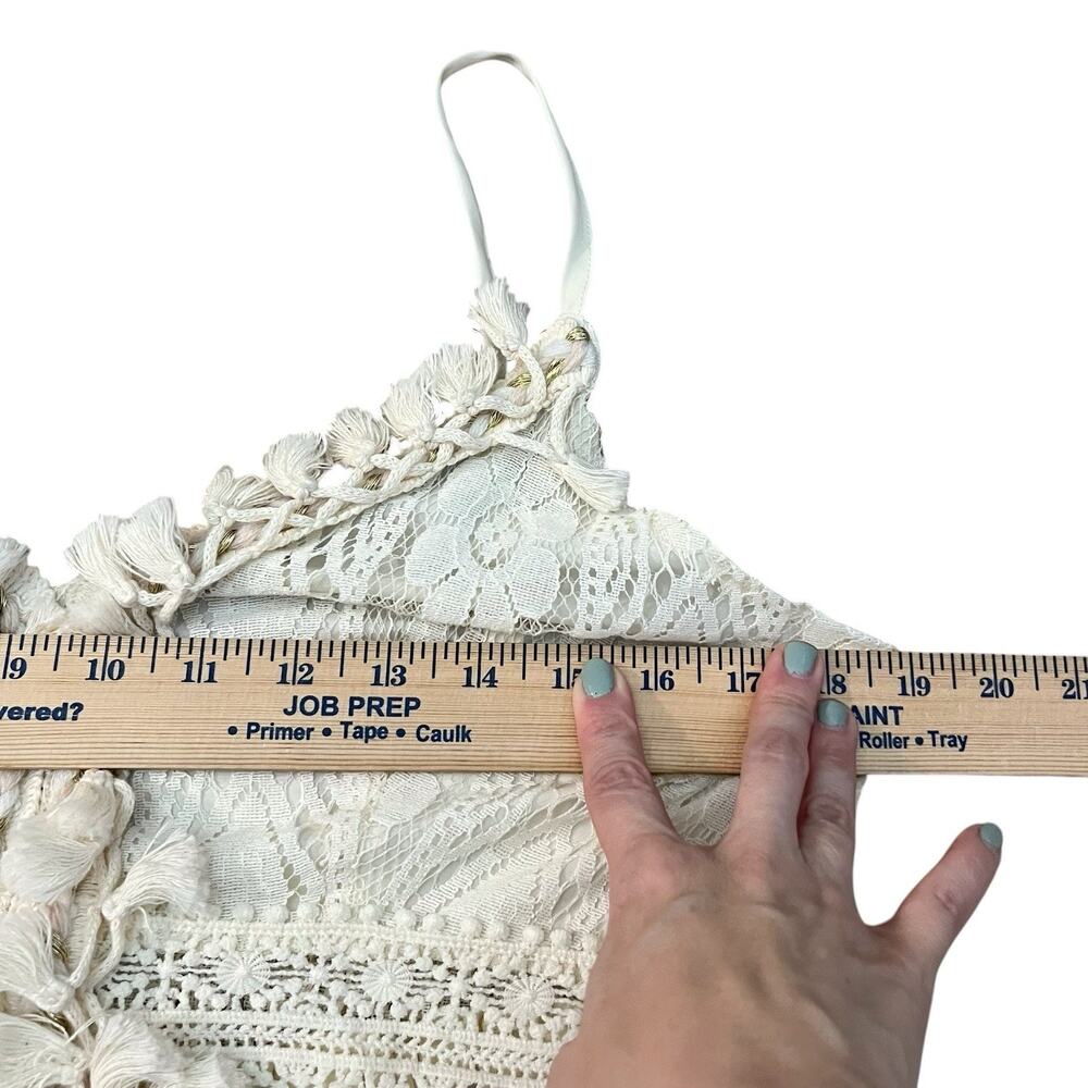 Cupshe Astrid High Low Lace Dress Large Tassled Boho Vacation Cream Casual Beach - Picture 11 of 12